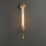 Elegant Brass and Ribbed Glass Architectural Wall Sconce French Style Minimalist Indoor Lighting