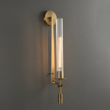 Elegant Brass and Ribbed Glass Architectural Wall Sconce French Style Minimalist Indoor Lighting
