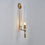 Elegant Brass and Ribbed Glass Architectural Wall Sconce French Style Minimalist Indoor Lighting
