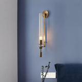 Elegant Brass and Ribbed Glass Architectural Wall Sconce French Style Minimalist Indoor Lighting