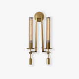 Elegant Brass and Ribbed Glass Architectural Wall Sconce French Style Minimalist Indoor Lighting