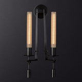 Elegant Brass and Ribbed Glass Architectural Wall Sconce French Style Minimalist Indoor Lighting