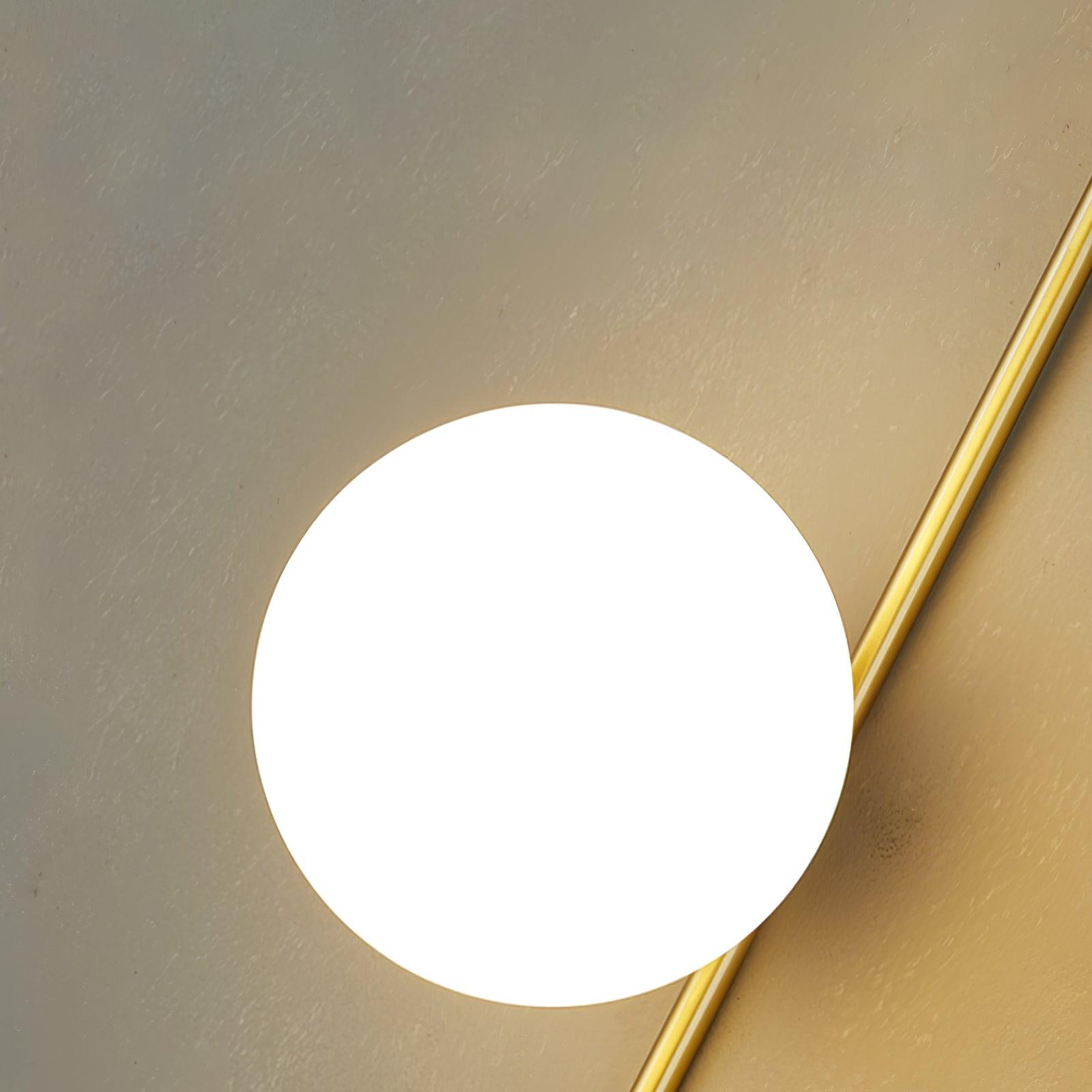 Elegant Brass Bracket Wall Lamp with Round Glass Shade Mid Century Modern Indoor Sconce Set