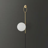 Elegant Brass Bracket Wall Lamp with Round Glass Shade Mid Century Modern Indoor Sconce Set