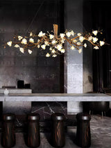Elegant Brass Branch Ceiling Chandelier with White Ceramic Flowers for Luxury Interior Lighting