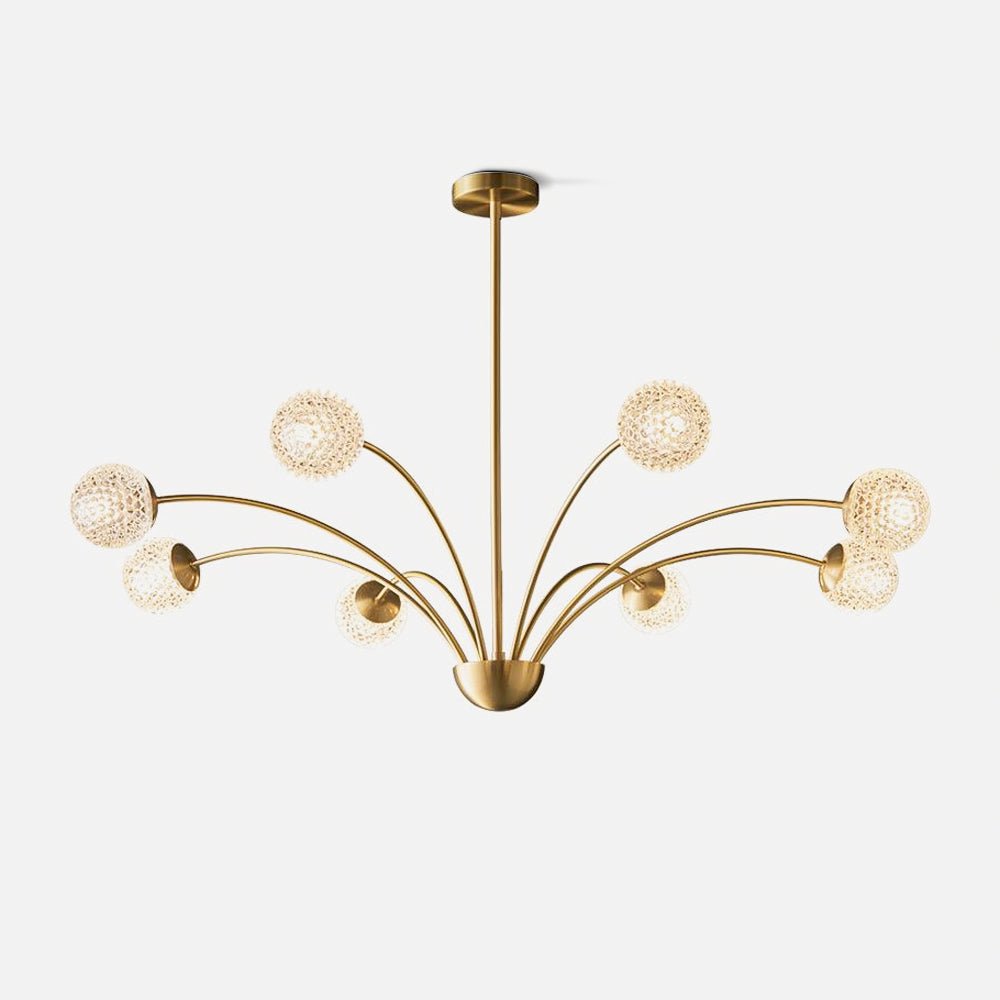 Elegant Brass Ceiling Light Fixture with Multiple Opaque White Glass Globes