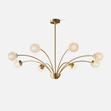 Elegant Brass Ceiling Light Fixture with Multiple Opaque White Glass Globes