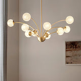 Elegant Brass Ceiling Light Fixture with Multiple Opaque White Glass Globes