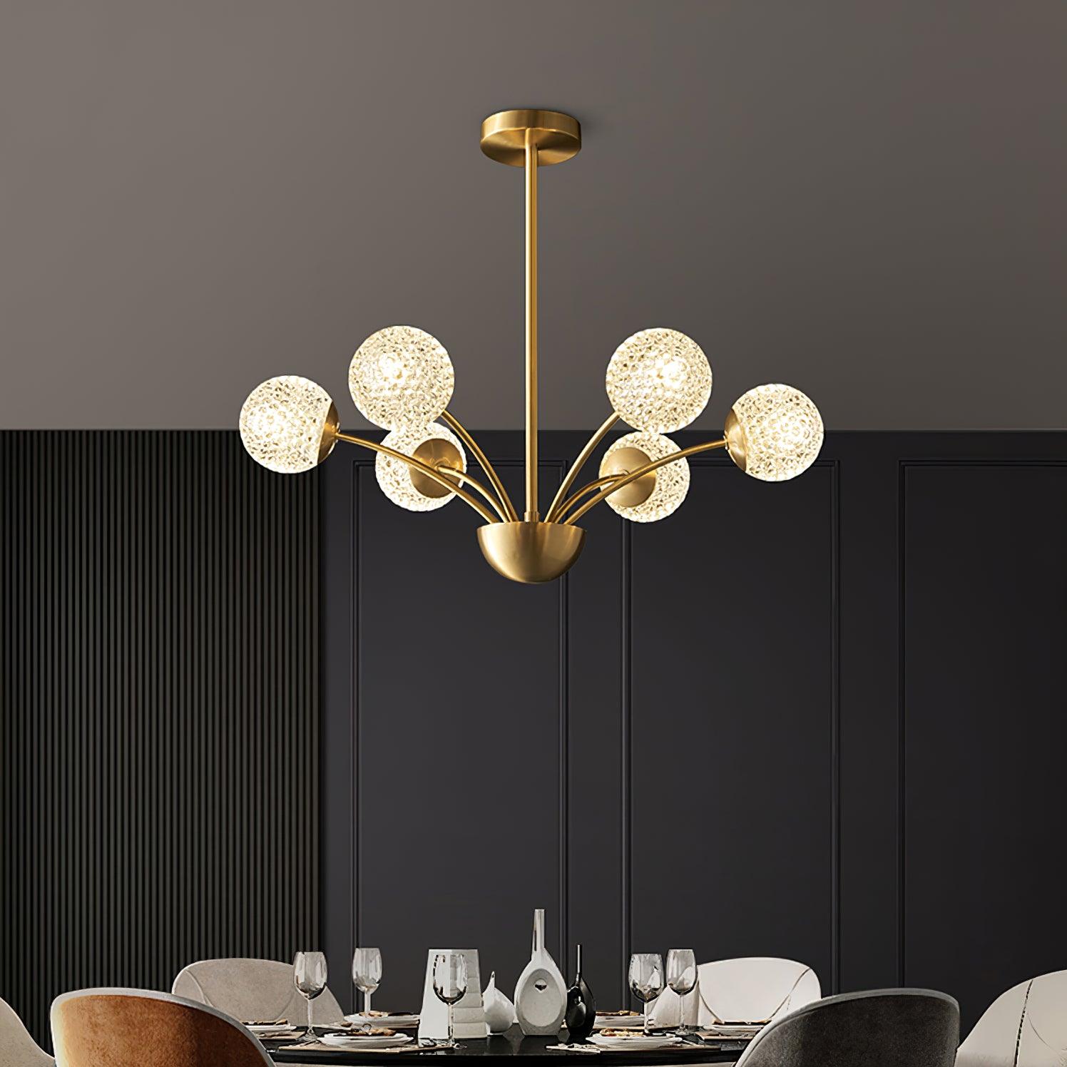 Elegant Brass Ceiling Light Fixture with Multiple Opaque White Glass Globes