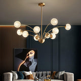 Elegant Brass Ceiling Light Fixture with Multiple Opaque White Glass Globes