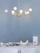 Elegant Brass Ceiling Light Fixture with Multiple Opaque White Glass Globes
