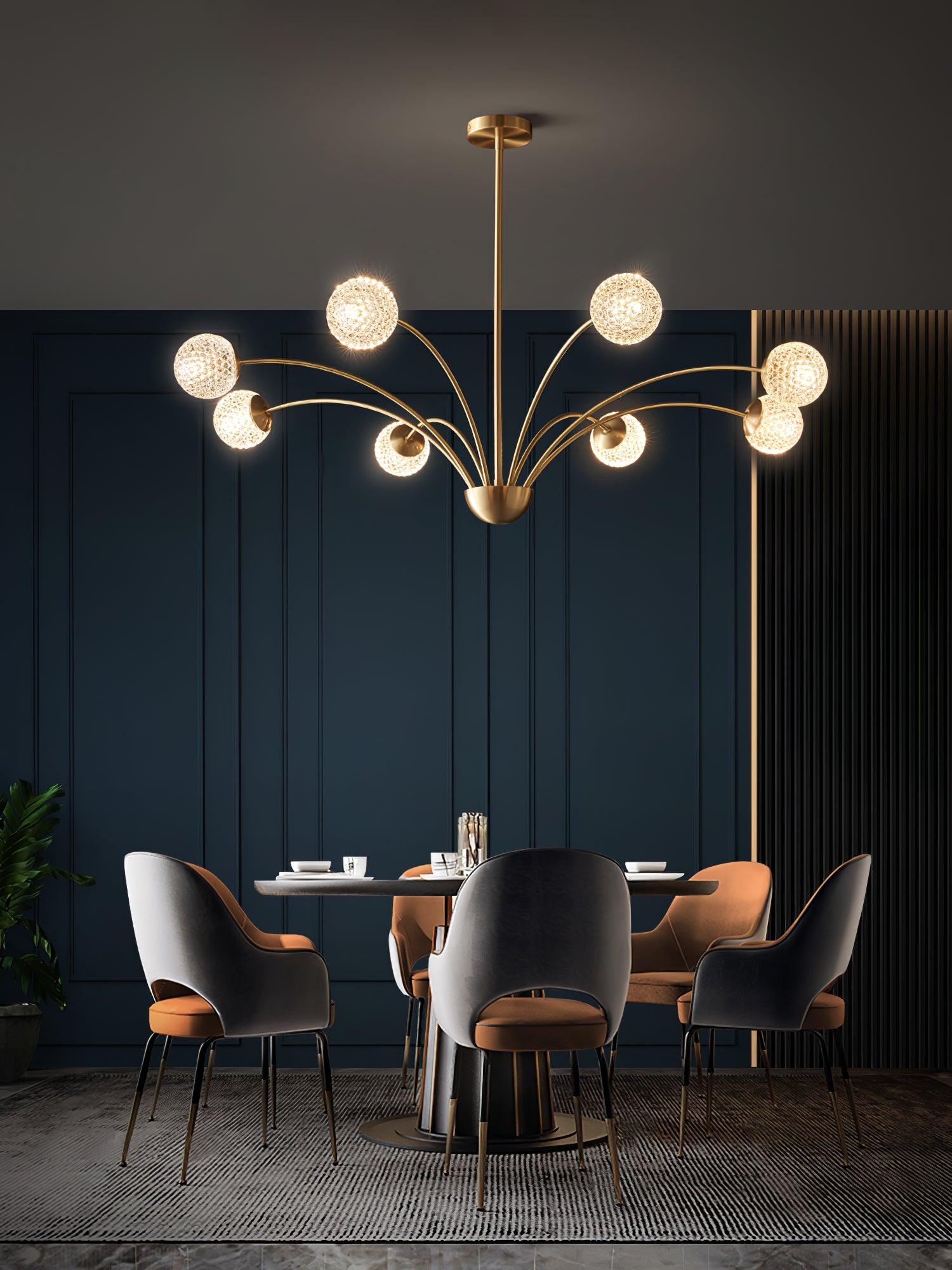 Elegant Brass Ceiling Light Fixture with Multiple Opaque White Glass Globes