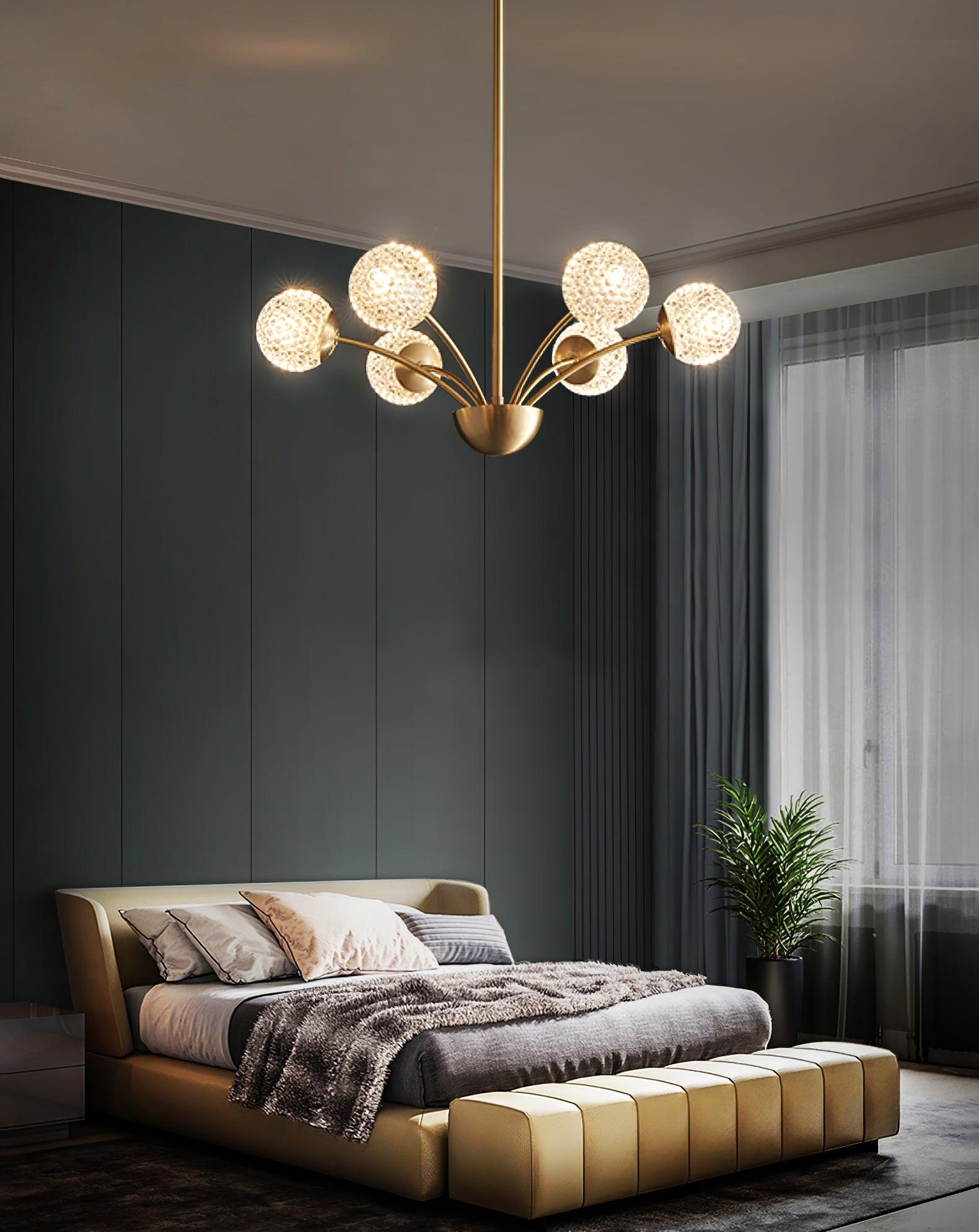 Elegant Brass Ceiling Light Fixture with Multiple Opaque White Glass Globes