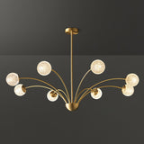 Elegant Brass Ceiling Light Fixture with Multiple Opaque White Glass Globes
