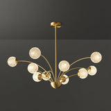 Elegant Brass Ceiling Light Fixture with Multiple Opaque White Glass Globes