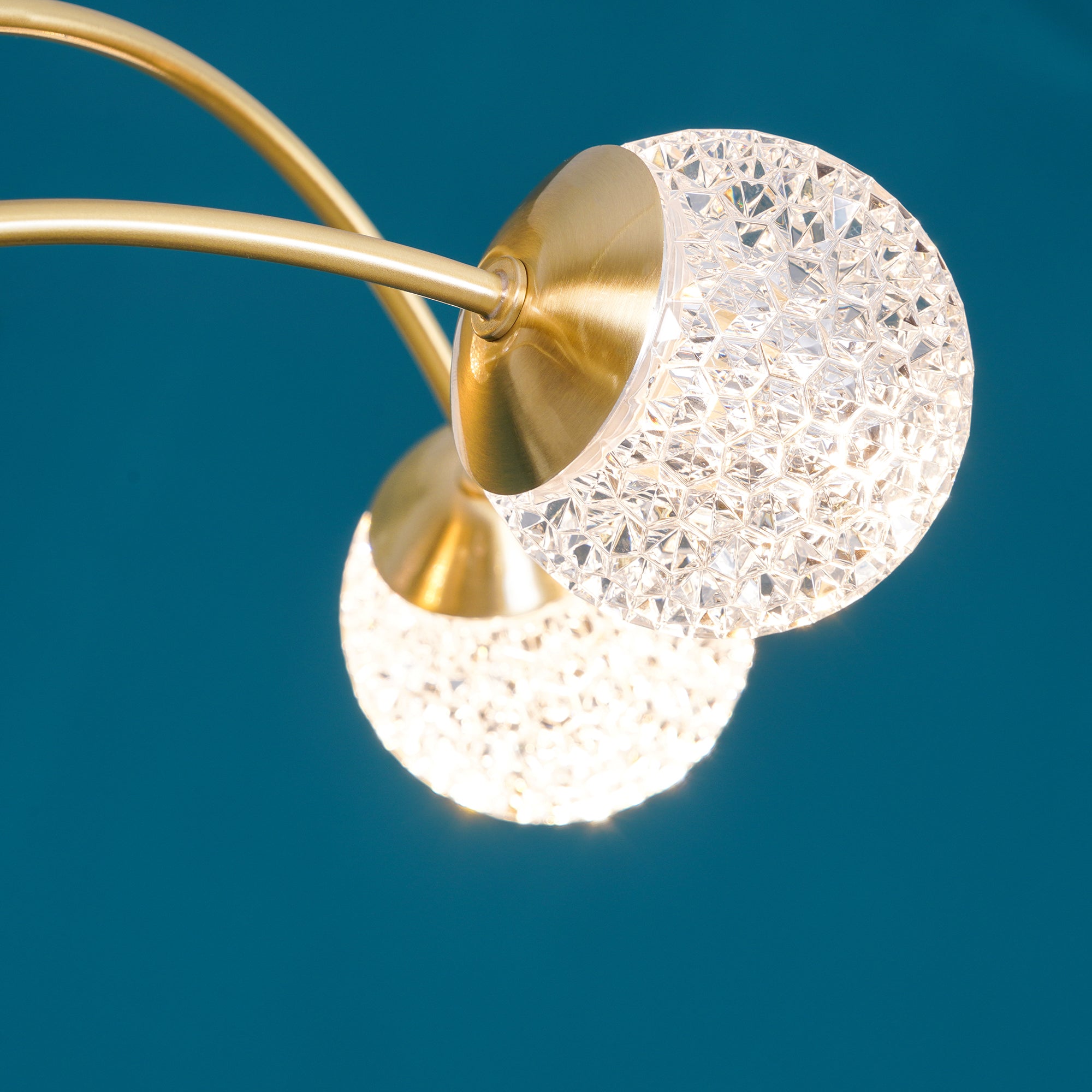 Elegant Brass Ceiling Light Fixture with Multiple Opaque White Glass Globes
