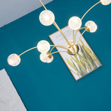 Elegant Brass Ceiling Light Fixture with Multiple Opaque White Glass Globes