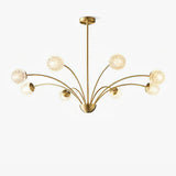 Elegant Brass Ceiling Light Fixture with Multiple Opaque White Glass Globes