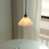 Elegant Brass Cone Pendant Lamp with Natural Alabaster Stone Shade LED Lighting