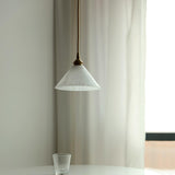 Elegant Brass Cone Pendant Lamp with Natural Alabaster Stone Shade LED Lighting