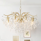 Elegant Brass Crown Crystal Chandelier Luxury Hanging Ceiling Light for Foyer and Living Room