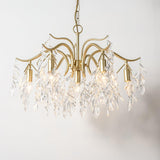 Elegant Brass Crown Crystal Chandelier Luxury Hanging Ceiling Light for Foyer and Living Room