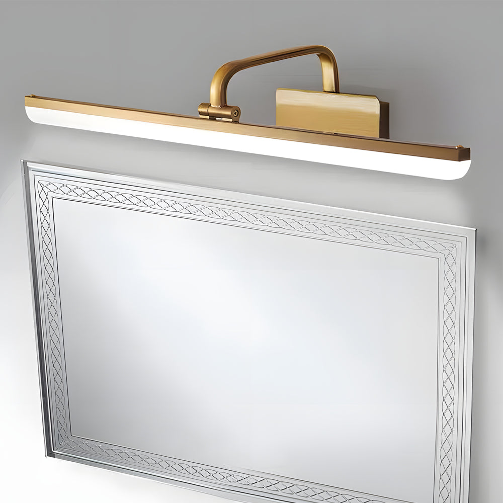 Elegant Brass Curved LED Vanity Light Bar with Acrylic Shade for Bathroom Mirror and Wall
