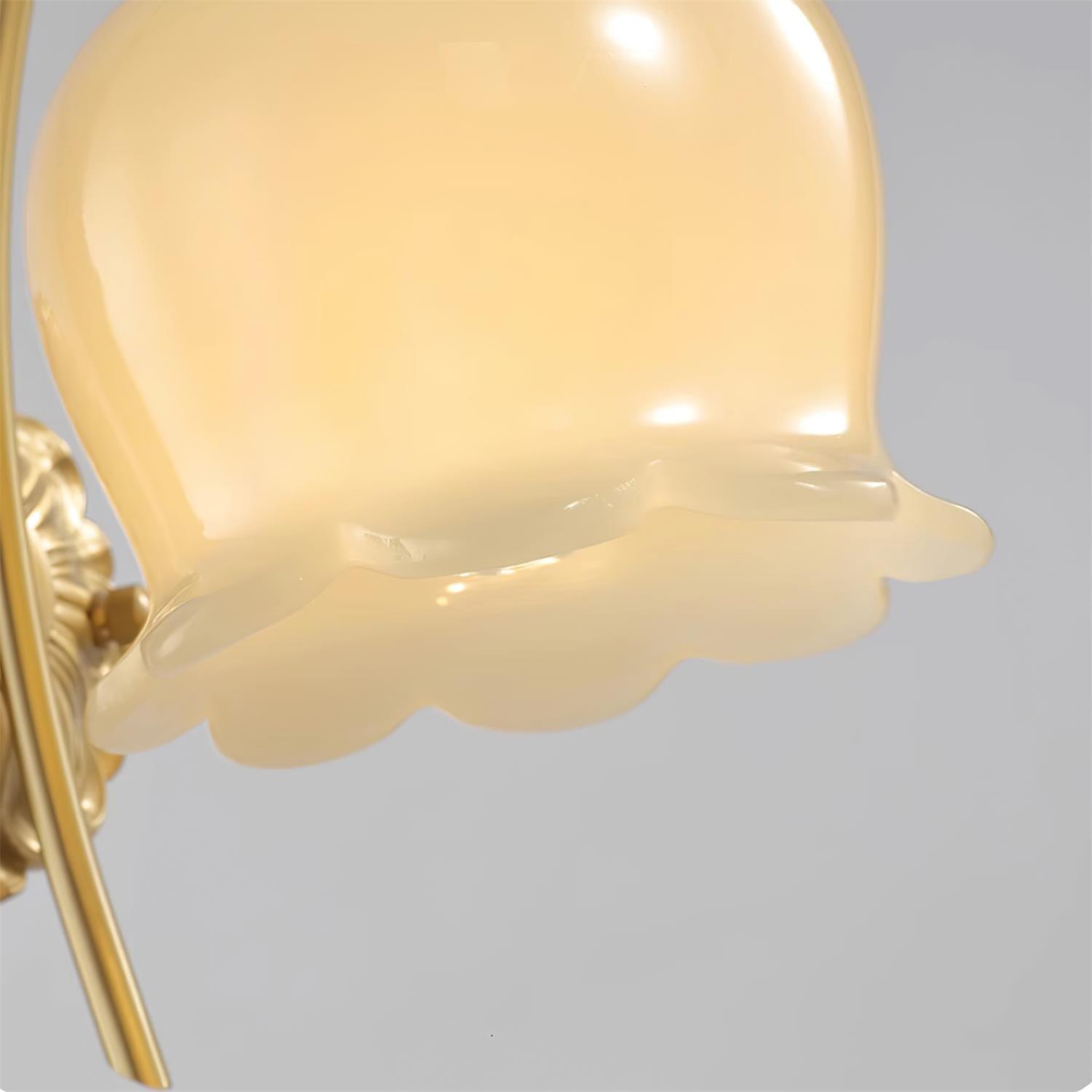 Elegant Brass Flower Wall Sconce with Resin Orchid Details for Living Room and Bedside