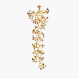 Elegant Brass Maple Leaf Branch Chandelier with Crystal Accents for Dining and Living Rooms