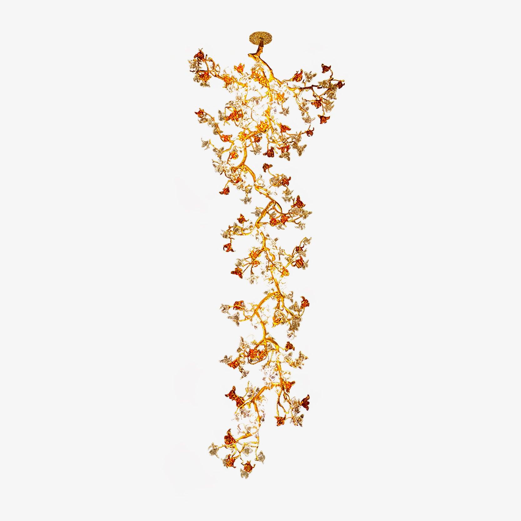 Elegant Brass Maple Leaf Branch Chandelier with Crystal Accents for Dining and Living Rooms