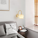 Elegant Brass Orchids Wall Sconce with White Glass Shade for Living Room and Hallway