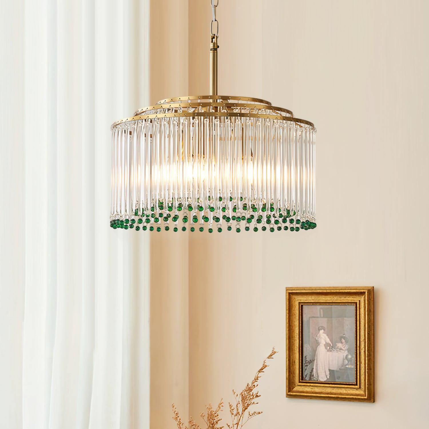 Elegant Casandra Glass and Metal Chandelier Lighting with Gold and Green Finishes