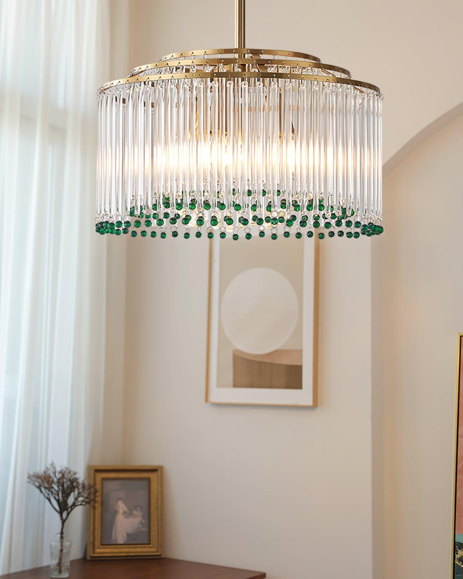Elegant Casandra Glass and Metal Chandelier Lighting with Gold and Green Finishes