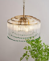 Elegant Casandra Glass and Metal Chandelier Lighting with Gold and Green Finishes