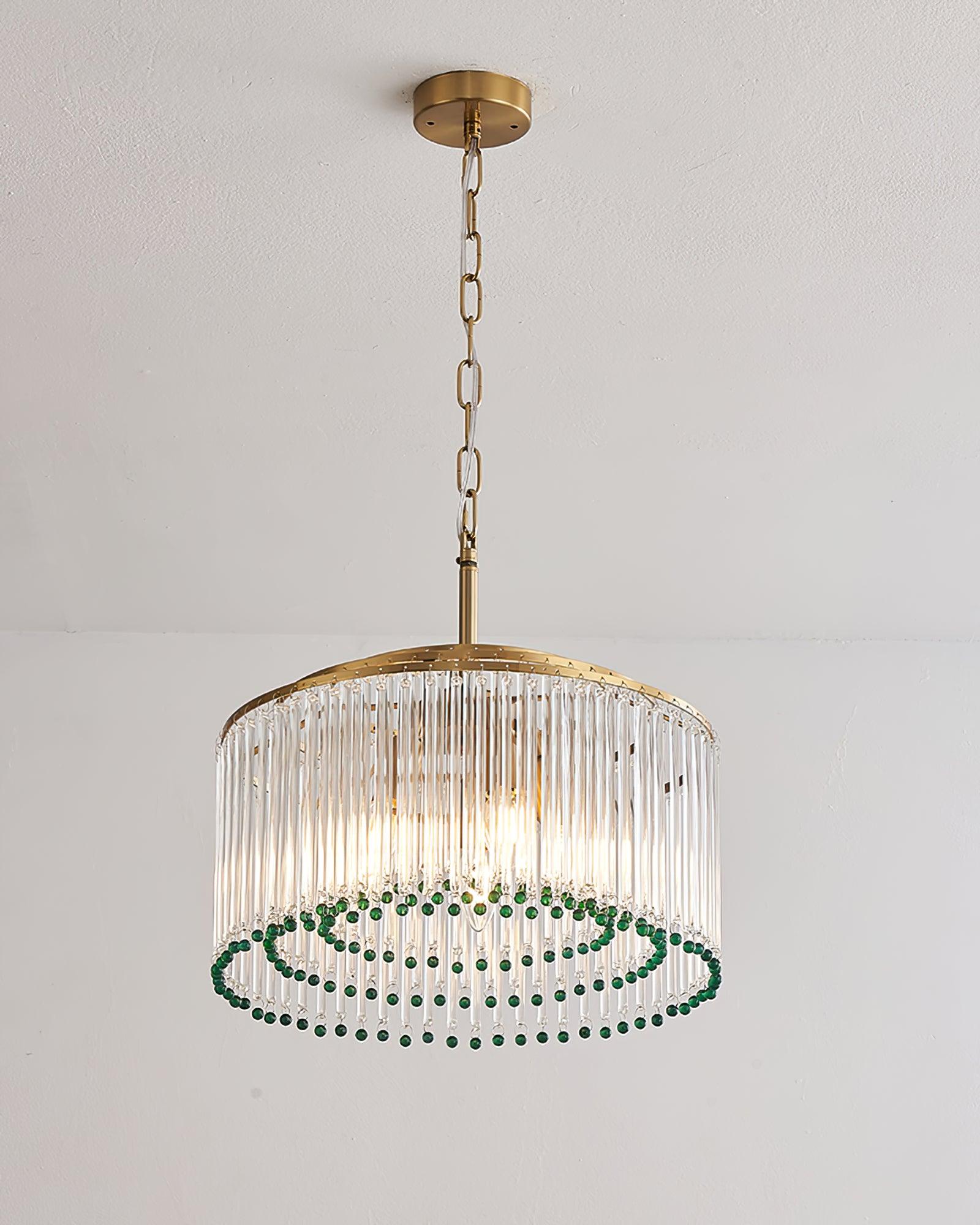 Elegant Casandra Glass and Metal Chandelier Lighting with Gold and Green Finishes