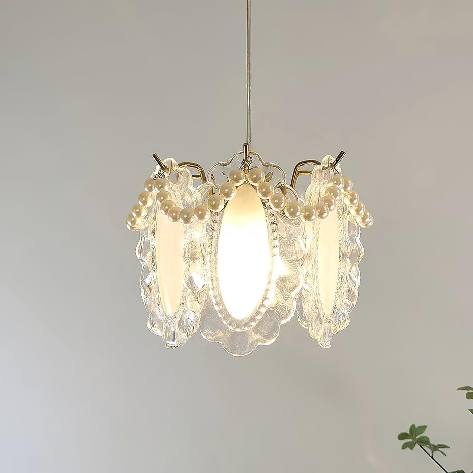 Elegant Clear Floral Textured Glass Pendant Light for Transitional and Modern Homes
