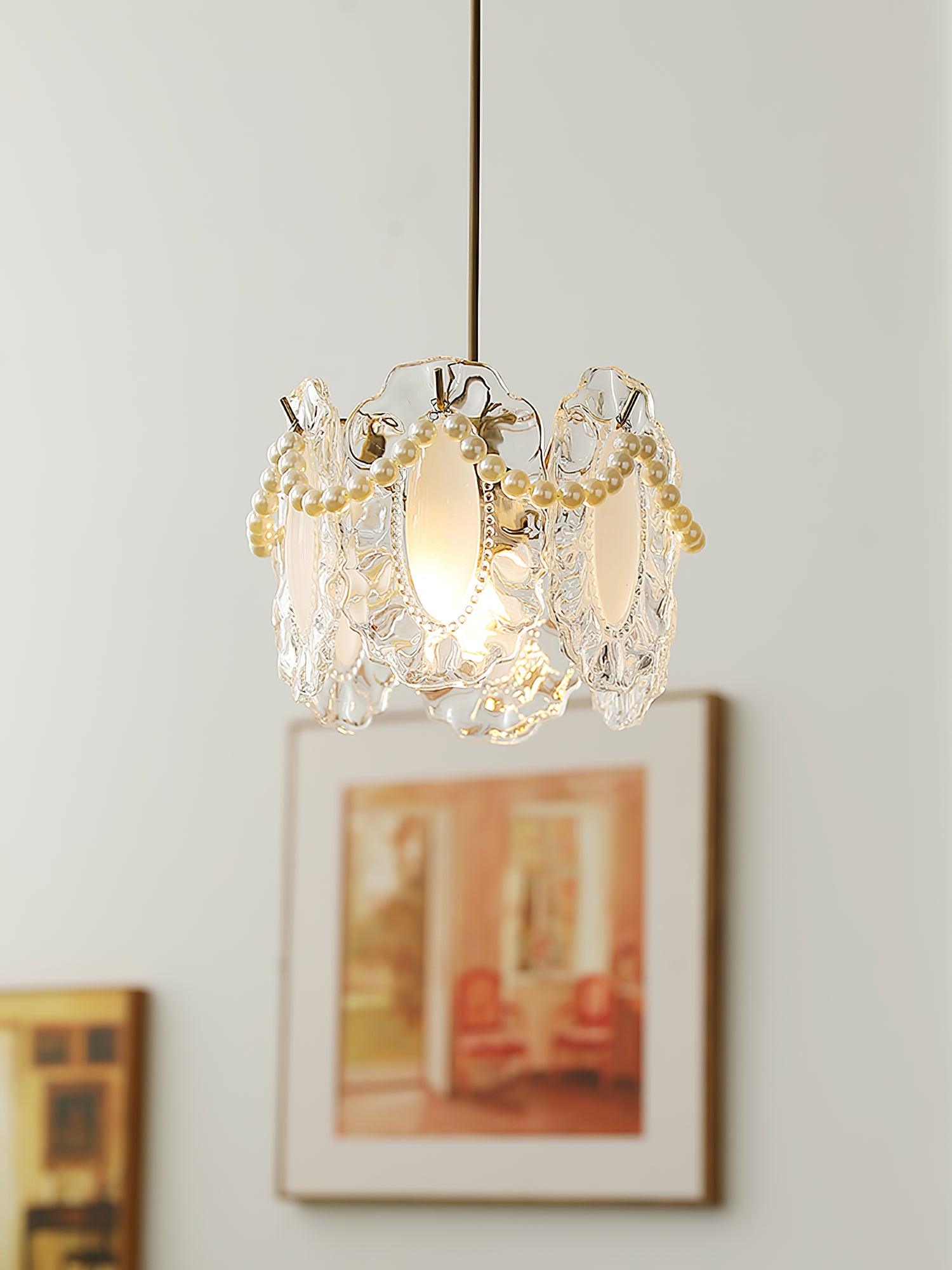 Elegant Clear Floral Textured Glass Pendant Light for Transitional and Modern Homes