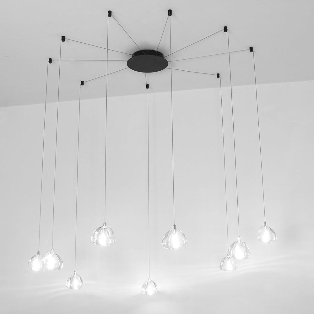 Elegant Cluster Raindrop LED Chandelier Metal and Crystal Pendant Light for Living Room