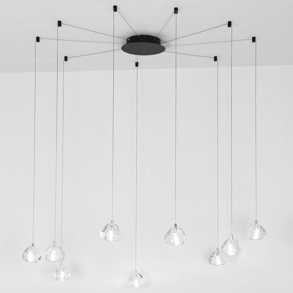 Elegant Cluster Raindrop LED Chandelier Metal and Crystal Pendant Light for Living Room