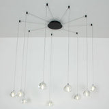 Elegant Cluster Raindrop LED Chandelier Metal and Crystal Pendant Light for Living Room