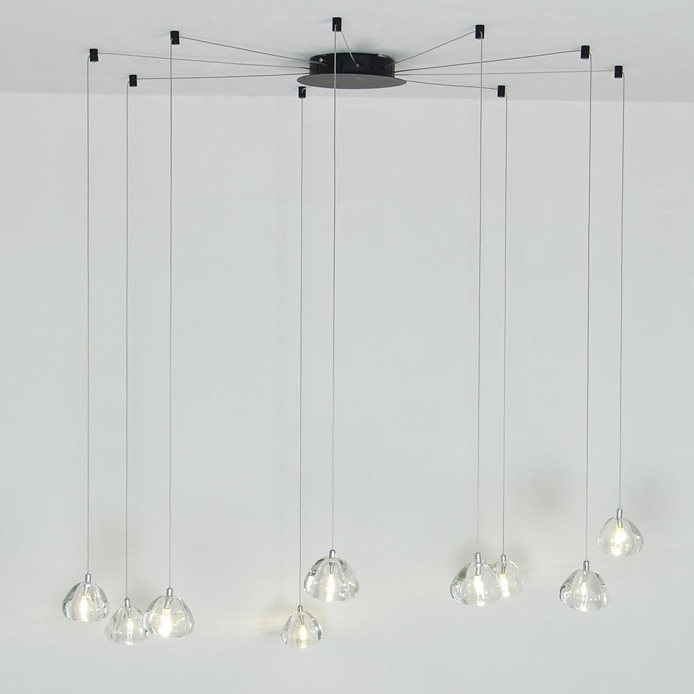 Elegant Cluster Raindrop LED Chandelier Metal and Crystal Pendant Light for Living Room