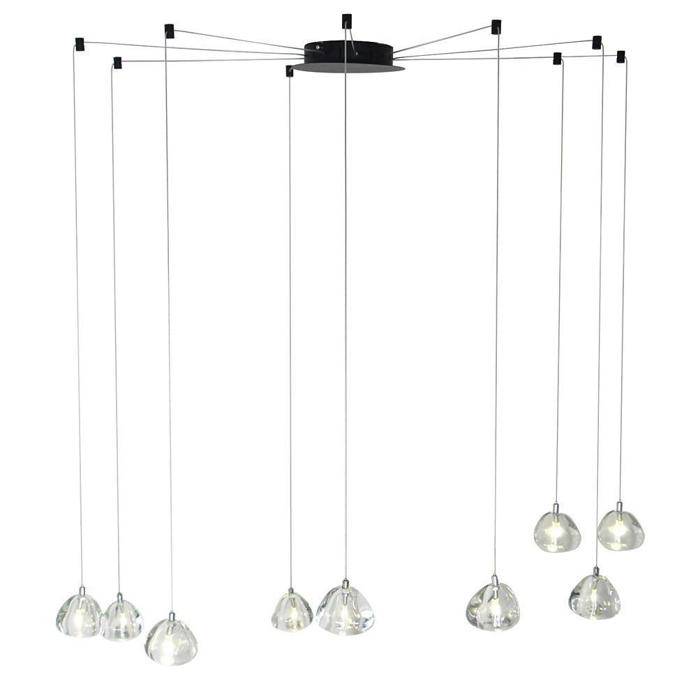 Elegant Cluster Raindrop LED Chandelier Metal and Crystal Pendant Light for Living Room