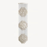 Elegant Coastal Shell Waterfall Chandelier with Cascading White Shell Discs for High Ceiling Spaces