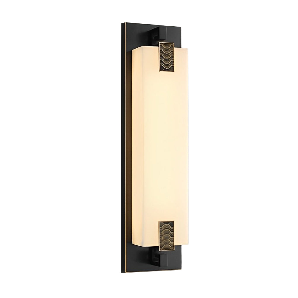 Elegant Copper Exterior Wall Sconce with Natural Marble Shade LED Waterproof Outdoor Lantern