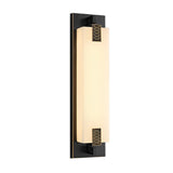 Elegant Copper Exterior Wall Sconce with Natural Marble Shade LED Waterproof Outdoor Lantern