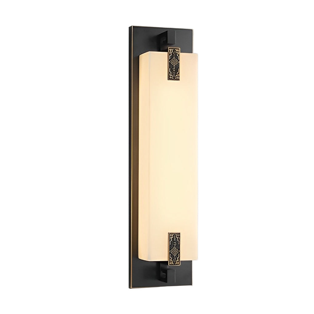 Elegant Copper Exterior Wall Sconce with Natural Marble Shade LED Waterproof Outdoor Lantern