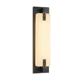 Elegant Copper Exterior Wall Sconce with Natural Marble Shade LED Waterproof Outdoor Lantern