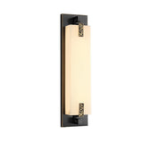 Elegant Copper Exterior Wall Sconce with Natural Marble Shade LED Waterproof Outdoor Lantern