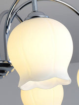 Elegant Country Floral Glass Candelabrum Chandelier in White and Chrome Finish