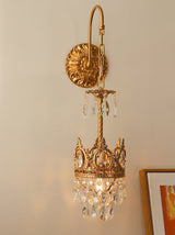 Elegant Crystal Crown Wall Sconce Luxury Interior Lighting Fixture for Hallway and Bathroom